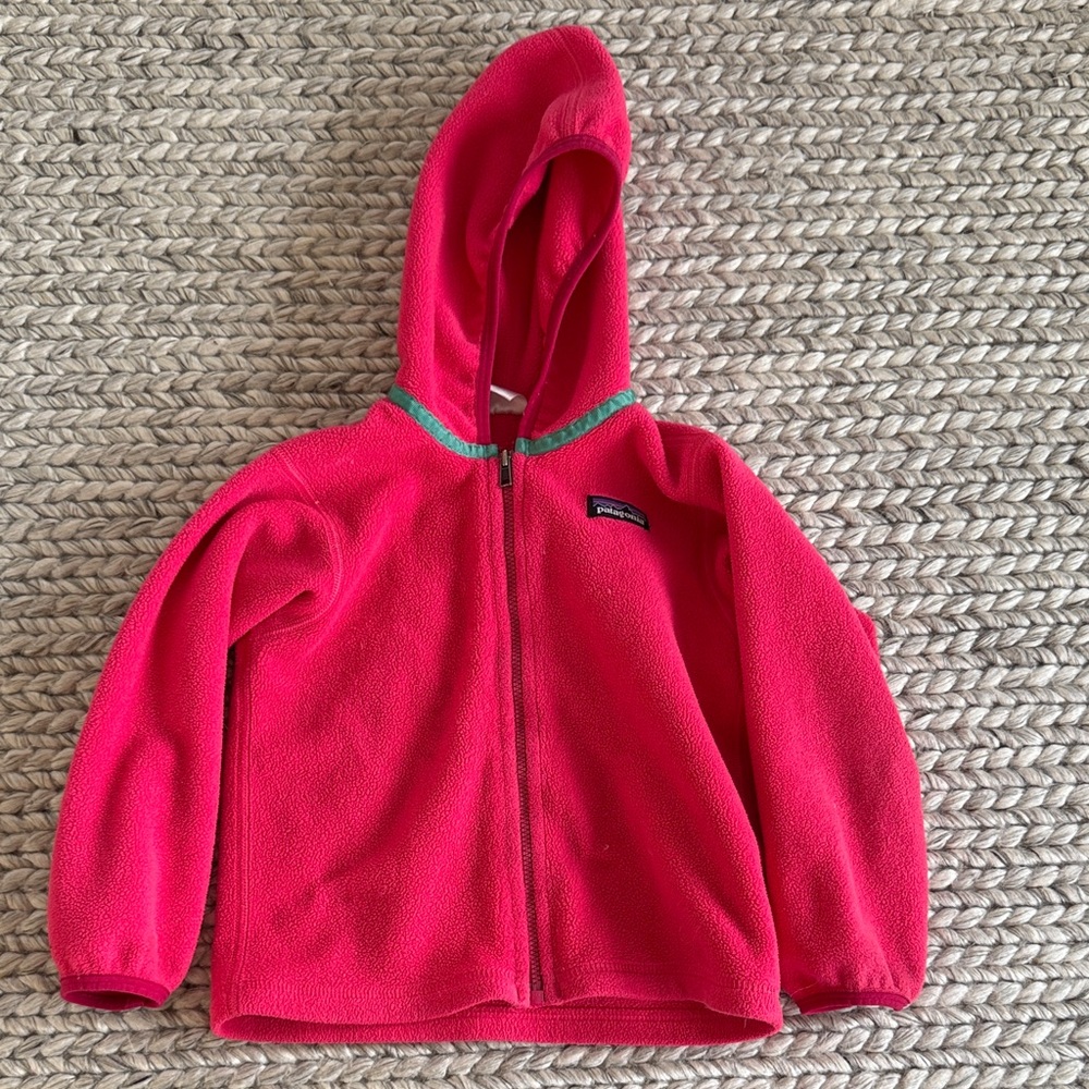 Patagonia Kids Bright Pink Fleece Hoodie